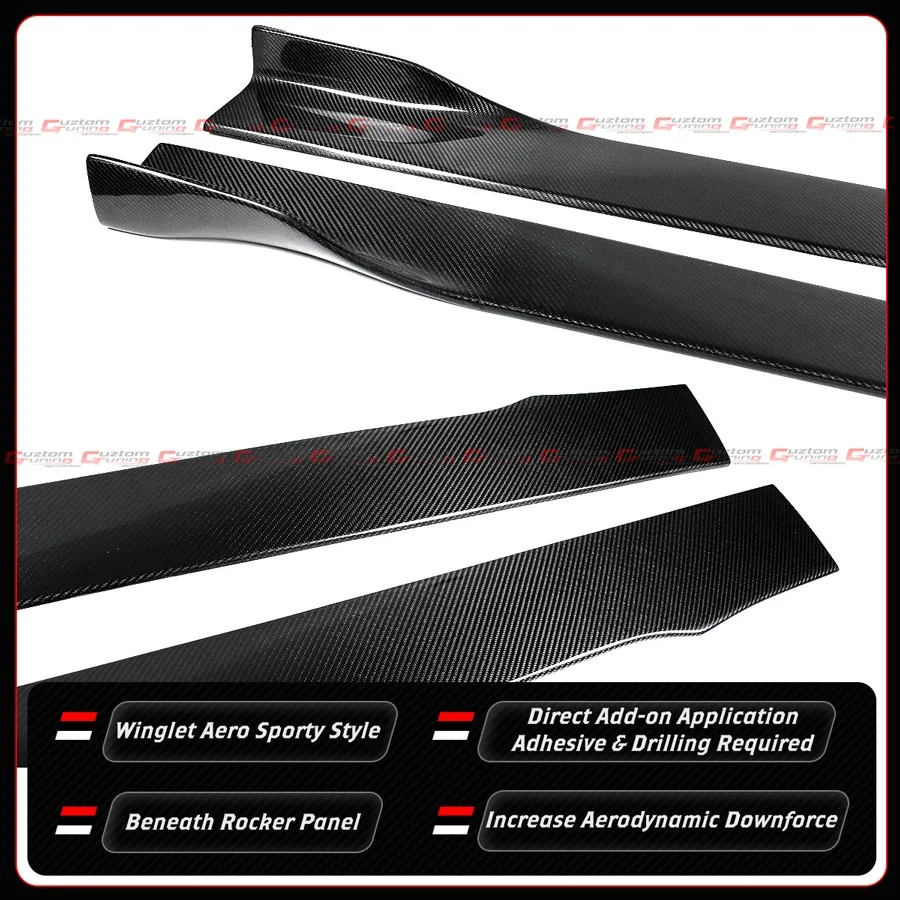For 2017-2022 Infiniti Q60 Real Carbon Fiber Winglet Side Skirt Extension Splitter - Image 3