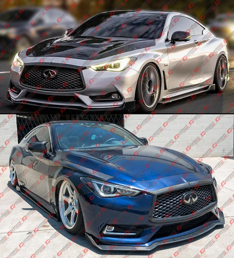 For 2017-2022 Infiniti Q60 Real Carbon Fiber Winglet Side Skirt Extension Splitter - Image 6