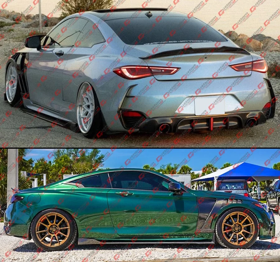 For 2017-2022 Infiniti Q60 Real Carbon Fiber Winglet Side Skirt Extension Splitter - Image 7