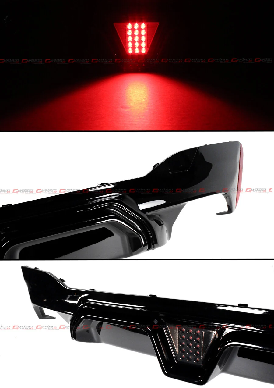 For 2017-2023 BMW G30 5 Series M5 Smoke lens LED Gloss Black Rear Diffuser - Image 3