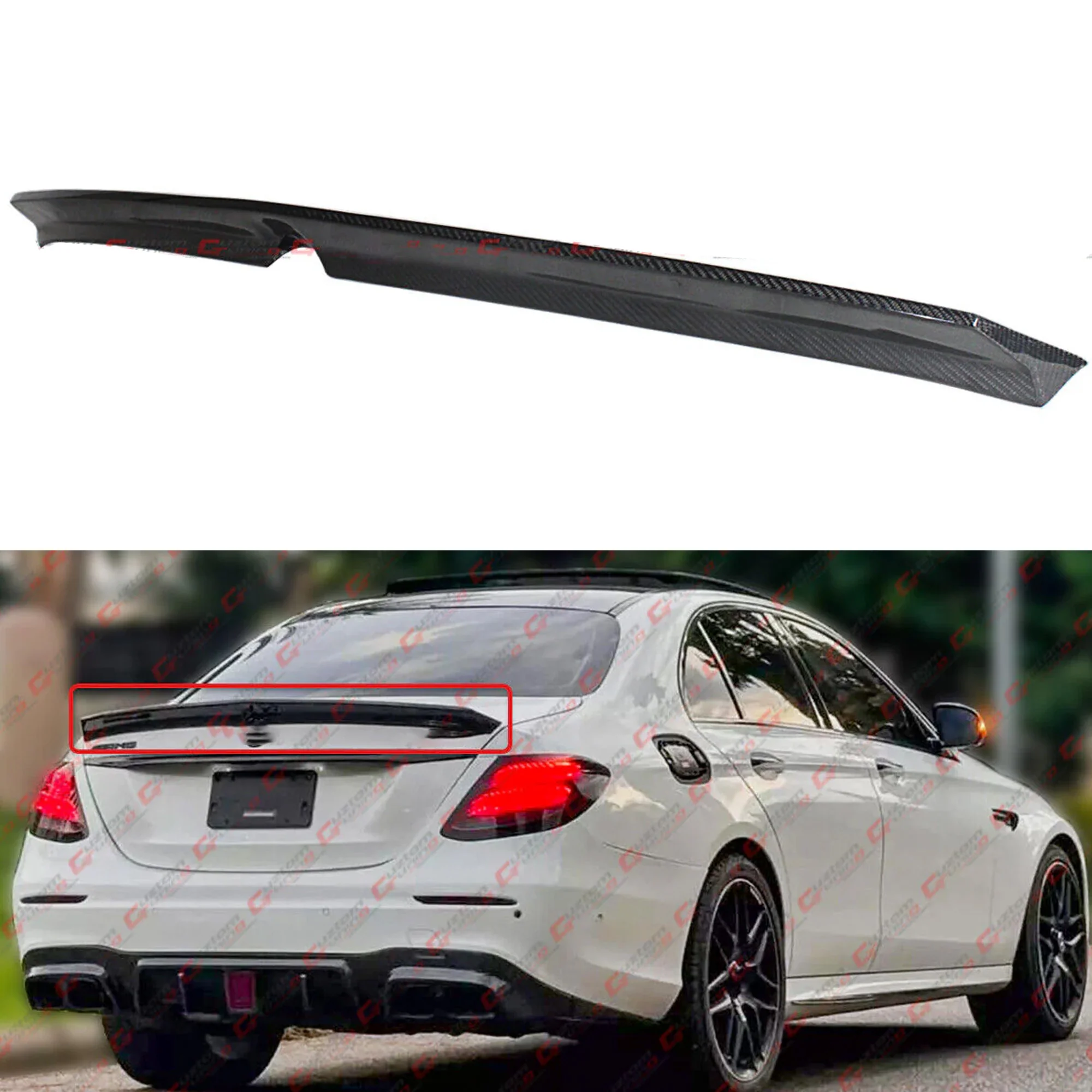 For 2017-2023 Mercedes E-Class W213 Sedan V-Style Carbon Fiber Rear Trunk Spoiler
