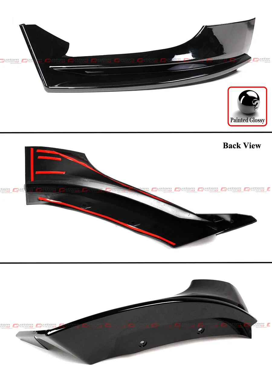 For 2017-2023 Tesla Model 3 AD Style Glossy Black Front Bumper Lip Splitter Kit - Image 4