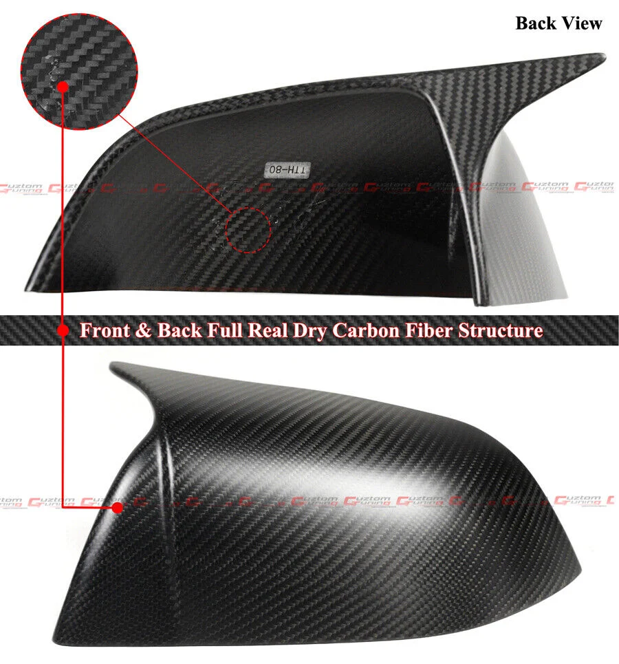 For 2017-2025 Tesla Model 3 Dry Matt Carbon Fiber M Style Side Mirror Covers Caps - Image 3