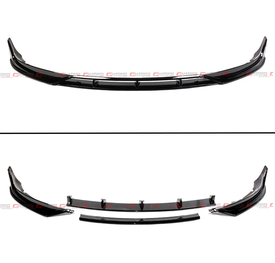 4pc Gloss Black Front Bumper Lip Splitter For 2017-2023 Tesla Model 3 - Image 3