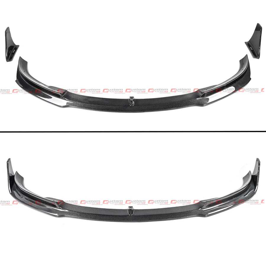 For 2017-2023 Tesla Model 3 V Style 3pc Real Carbon Fiber Front Bumper Lip Splitter - Image 3