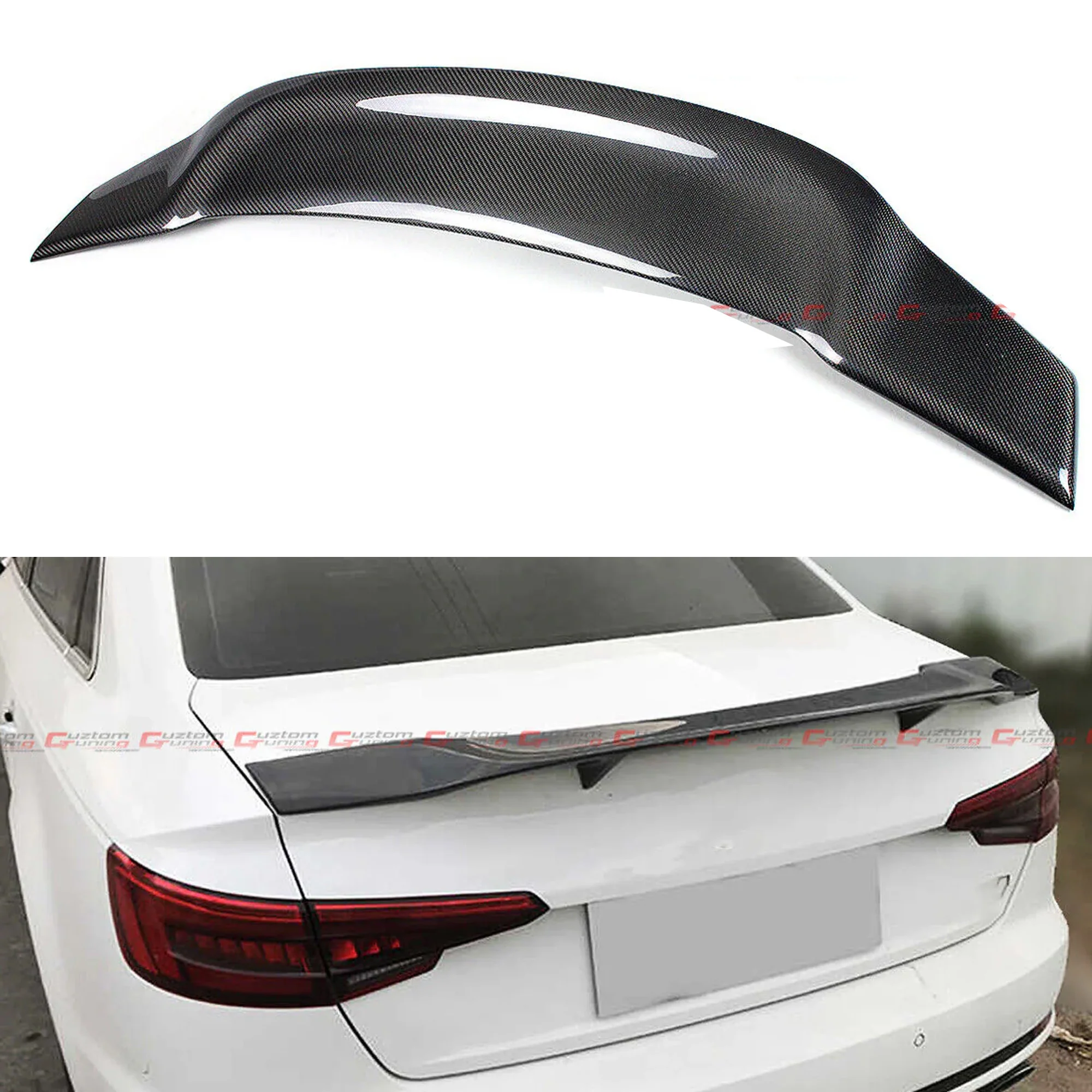 FOR 2017-2024 AUDI A4 S4 B9 HIGHKICK DUCKBILL RT STYLE CARBON FIBER TRUNK SPOILER