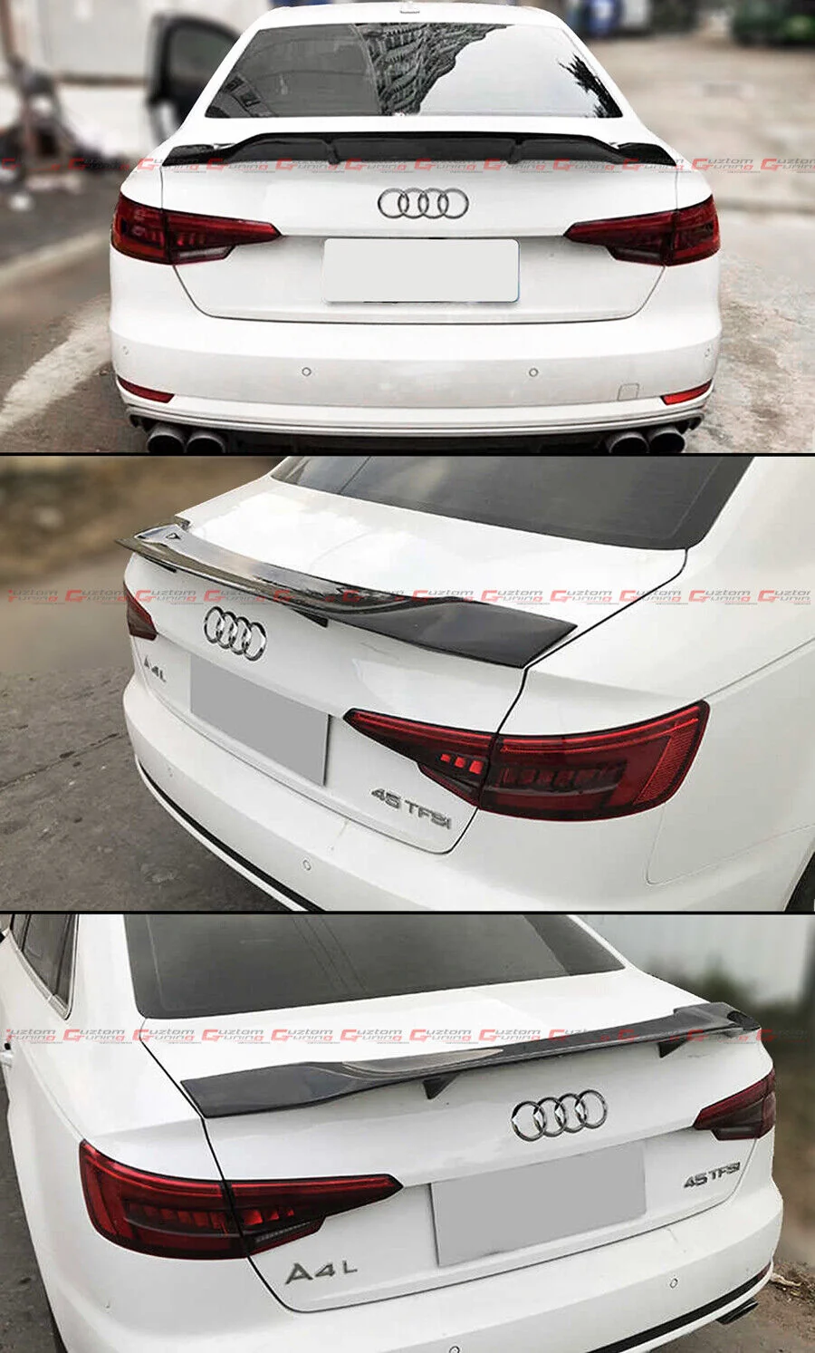 FOR 2017-2024 AUDI A4 S4 B9 HIGHKICK DUCKBILL RT STYLE CARBON FIBER TRUNK SPOILER - Image 3