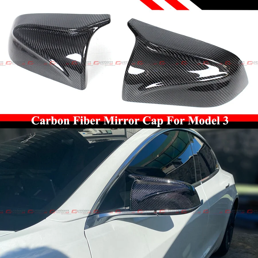 For 2017-2025 Tesla Model 3 M Style Real Carbon Fiber Replacement Mirror Covers - Image 2