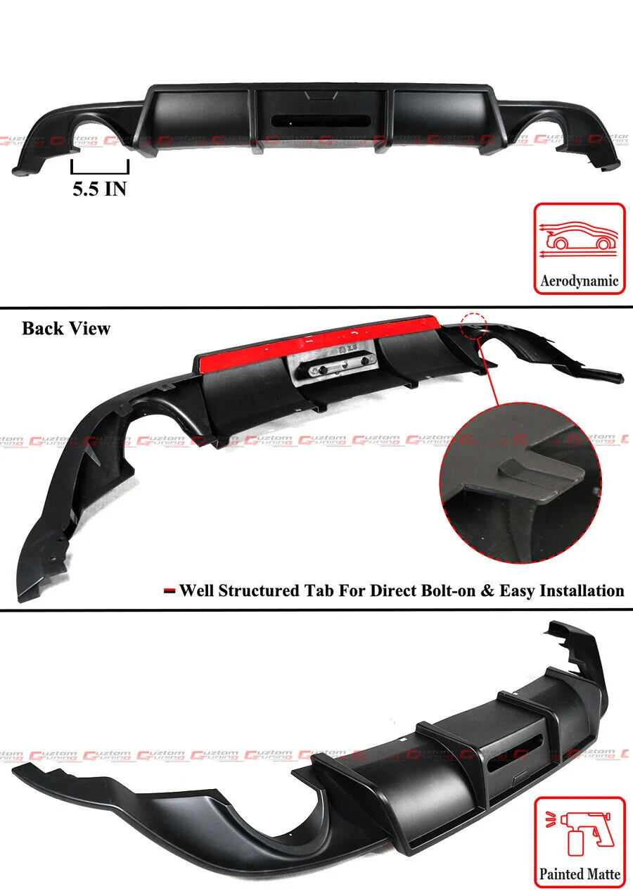 For 2018-2021 VW Golf GTI MK7.5 V Style Matte Black Rear Bumper LED Shark Fin Diffuser - Image 2