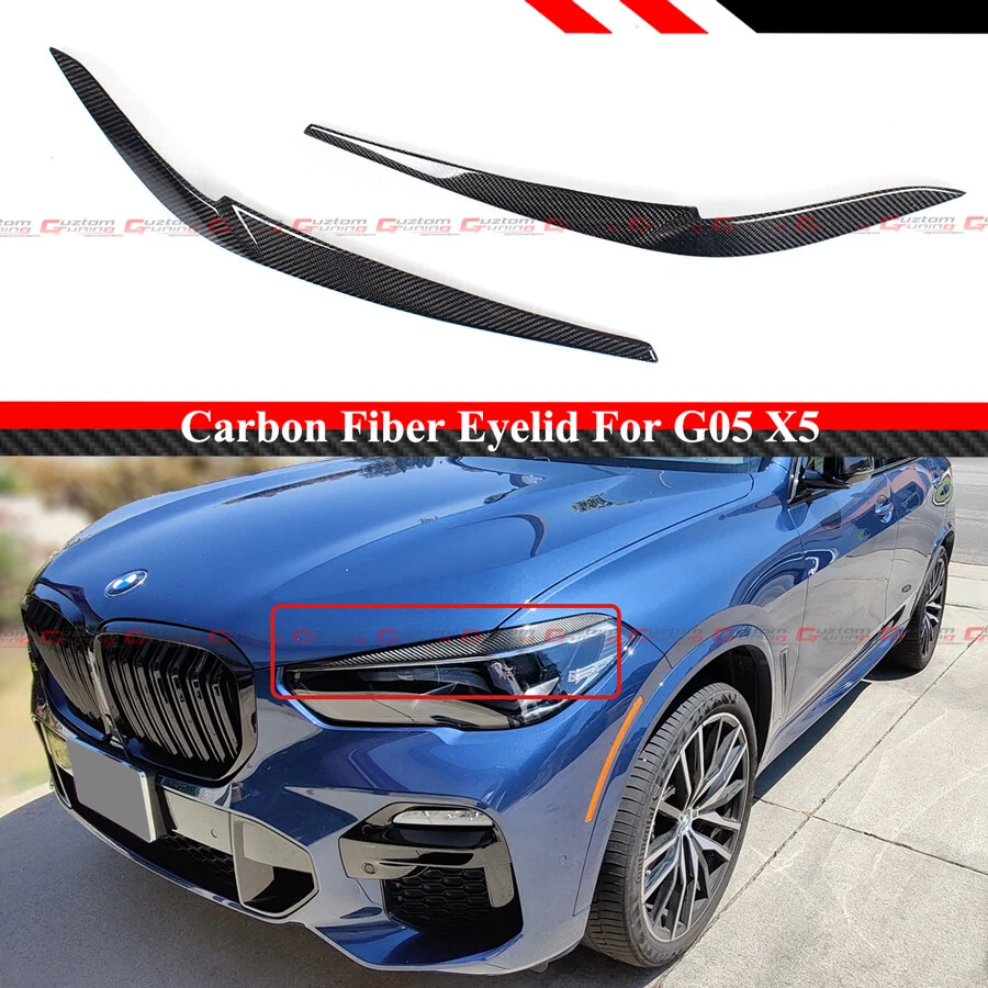 For 2018-2024 BMW G05 X5 F95 X5M Carbon Fiber Headlight Lamp Eye Lid Cover Eyebrow - Image 2