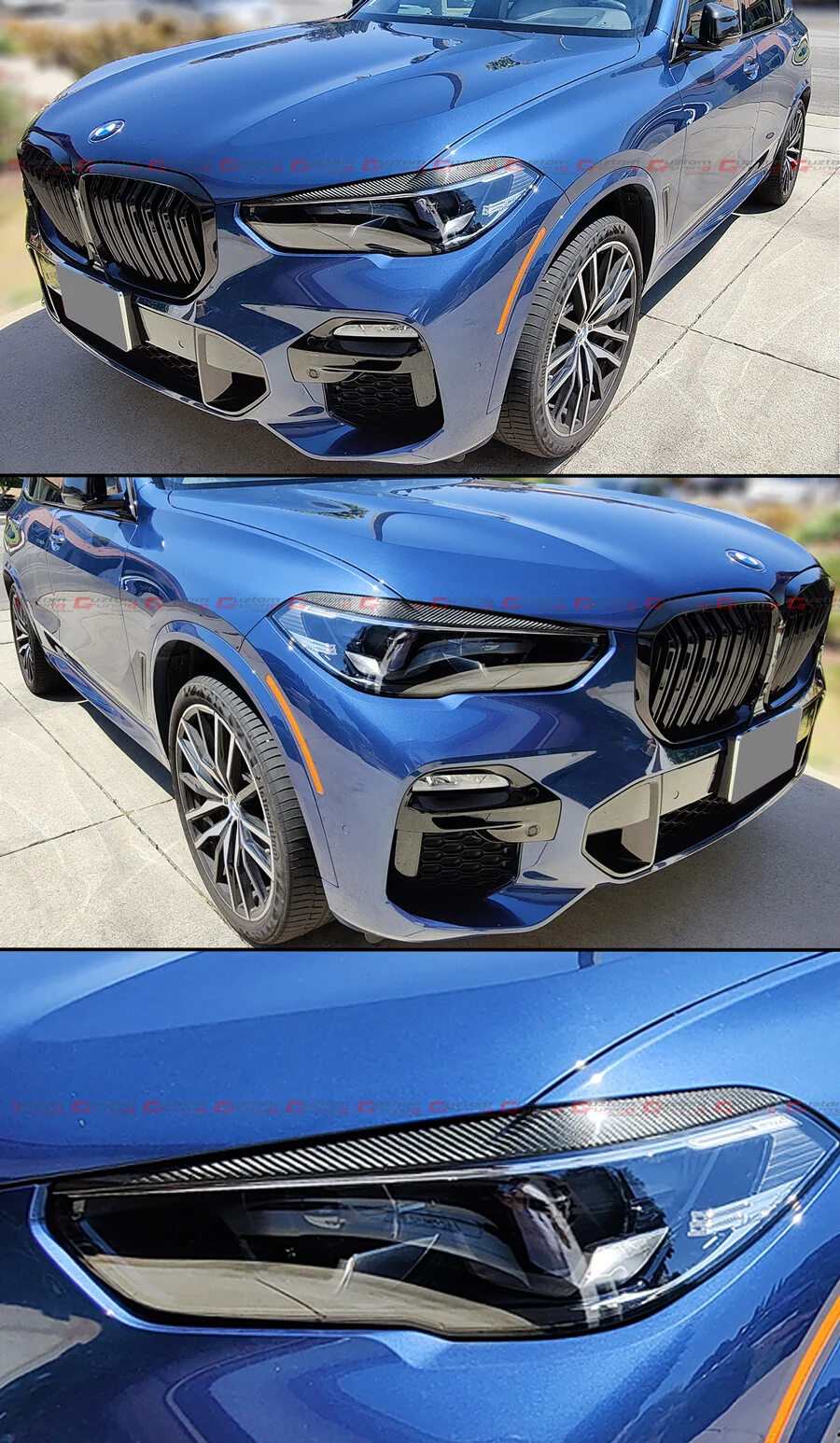 For 2018-2024 BMW G05 X5 F95 X5M Carbon Fiber Headlight Lamp Eye Lid Cover Eyebrow - Image 4
