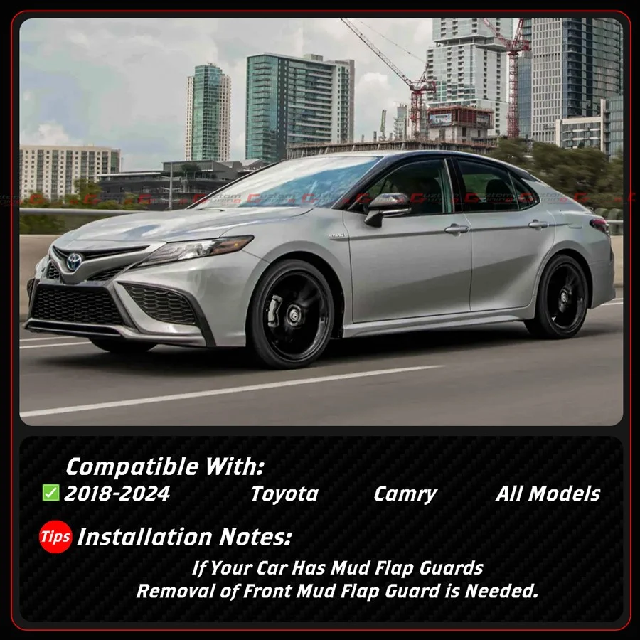 For 2018-2024 Toyota Camry CTM Predawn Gray Mica Black 2-Toned Side Skirt Extension - Image 3