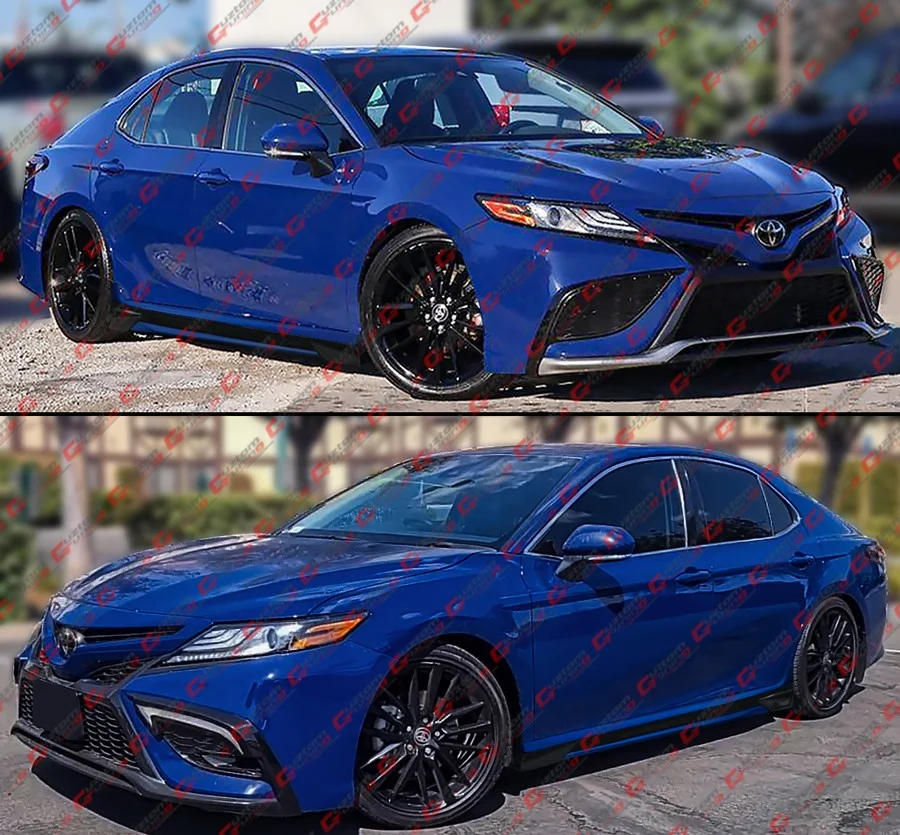 For 2018-2024 Toyota Camry CTM Reservoir Blue Black 2-Toned Side Skirt Extension - Image 8