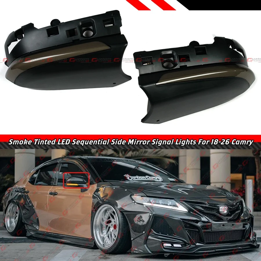 For 2018-2026 Toyota Camry Side Mirror Smoke LED Sequential Turn Signal Light Lamp - Image 2