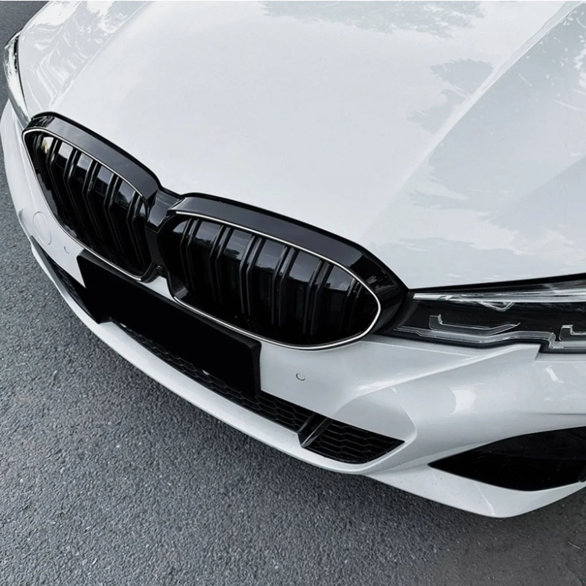 For 2019-2022 BMW 3-Series G20 M340i 330i Front Kidney Grill W/ LED Gloss Black Dual Slats Bumper Grille - Image 3