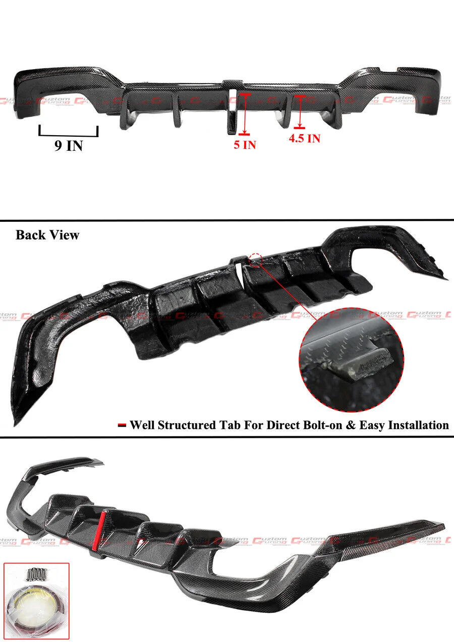 For 2019-2022 BMW G20 3 Series 330i M340i K Style Carbon Fiber LED Rear Diffuser + Side Splitters Extension - Image 2