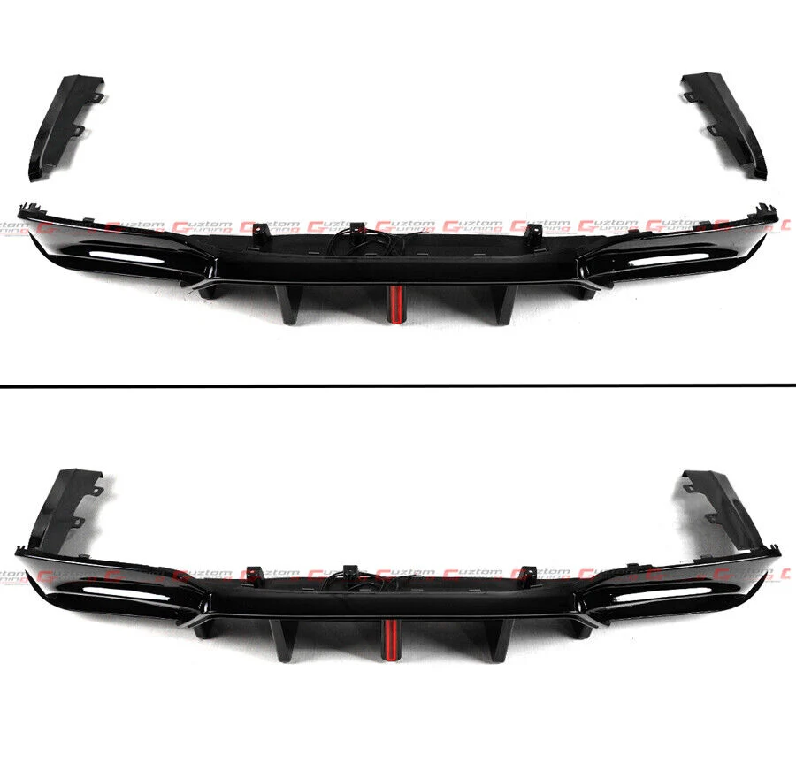 For 2019-2022 BMW G20 3 Series 330i M340i VT Style Gloss Black Rear Diffuser Vertical LED Light - Image 2