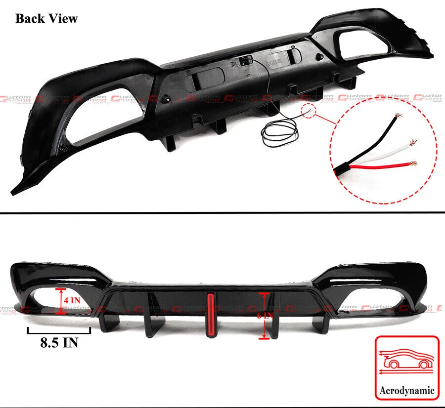 For 2019-2022 BMW G20 3 Series 330i M340i VT Style Gloss Black Rear Diffuser Vertical LED Light - Image 3