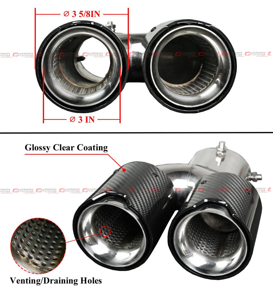 For 2019-2022 BMW G20 330i M340i M Sport CTM Rear Diffuser Black + Carbon Fiber Quad Exhaust Tips - Image 5