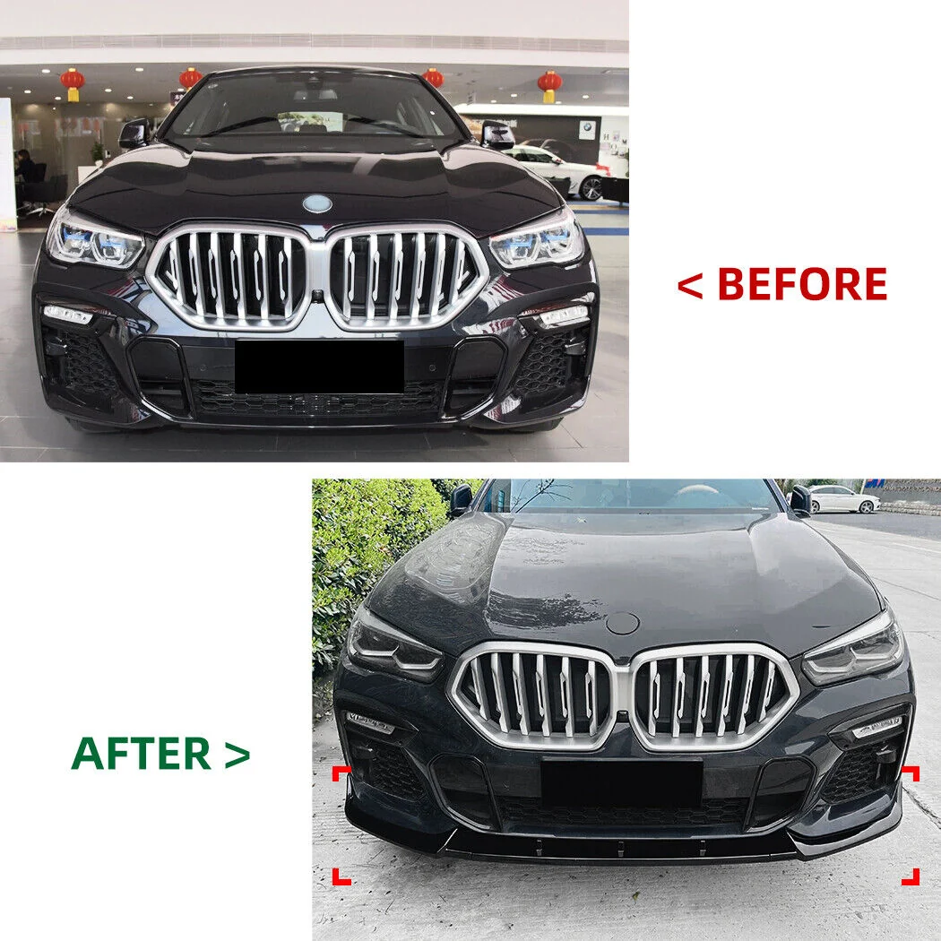 For 2019-2023 BMW G06 X6 Gloss Black Style Front Bumper Lip Splitter Body Kit - Image 4