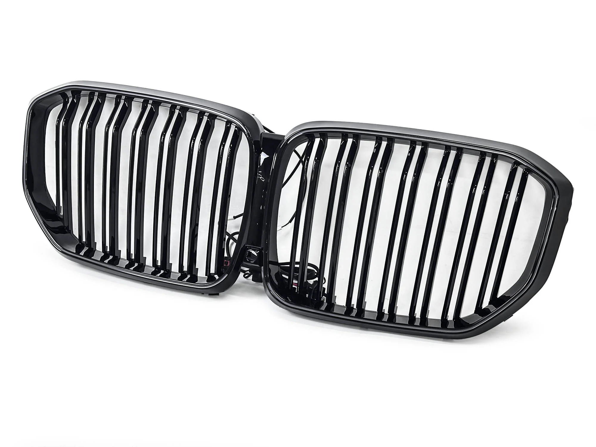 For 2019-2023 BMW X5 G05 Gloss Black Front Grille w/ LED Lights Dual Slat Kidney Grille - Image 4
