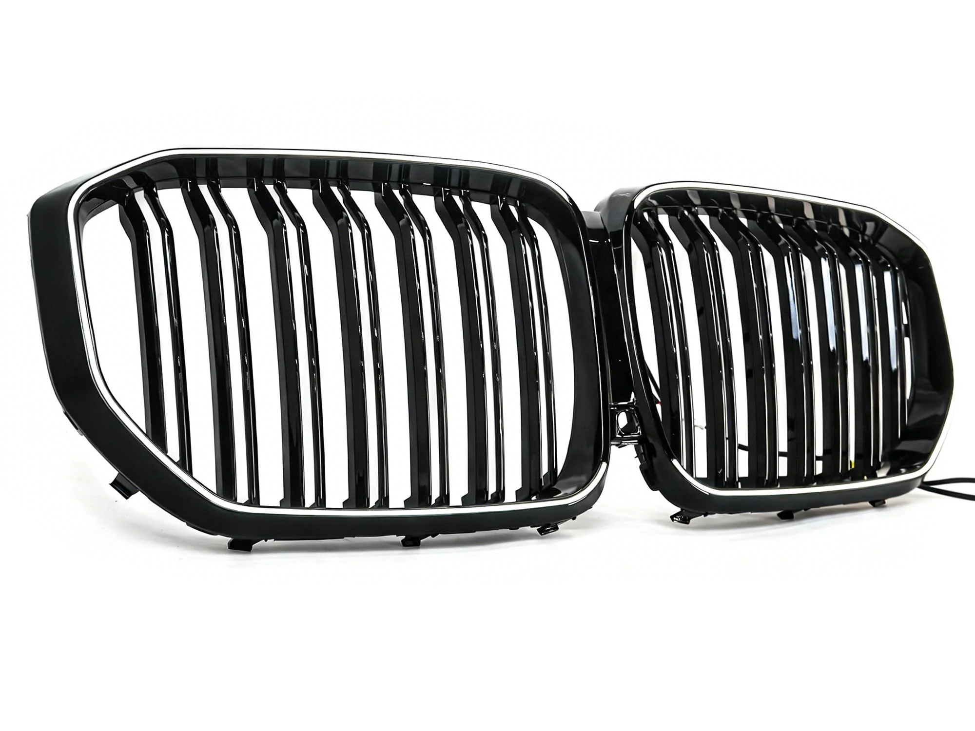 For 2019-2023 BMW X5 G05 Gloss Black Front Grille w/ LED Lights Dual Slat Kidney Grille - Image 5
