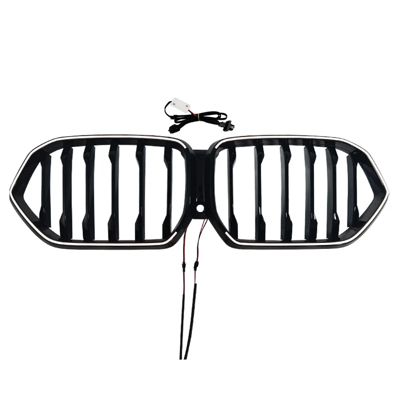 For 2019-2023 BMW X6 G06 Front LED Grille LED Bumper Kidney Grill Gloss Black Single Dual - Image 2