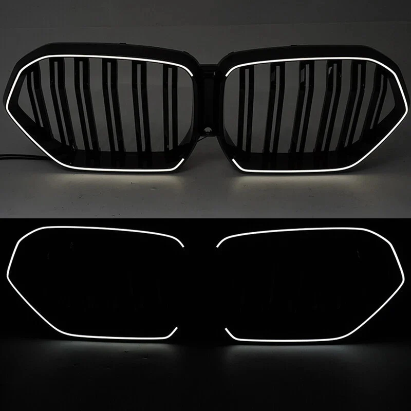 For 2019-2023 BMW X6 G06 Front LED Grille LED Bumper Kidney Grill Gloss Black - Image 3