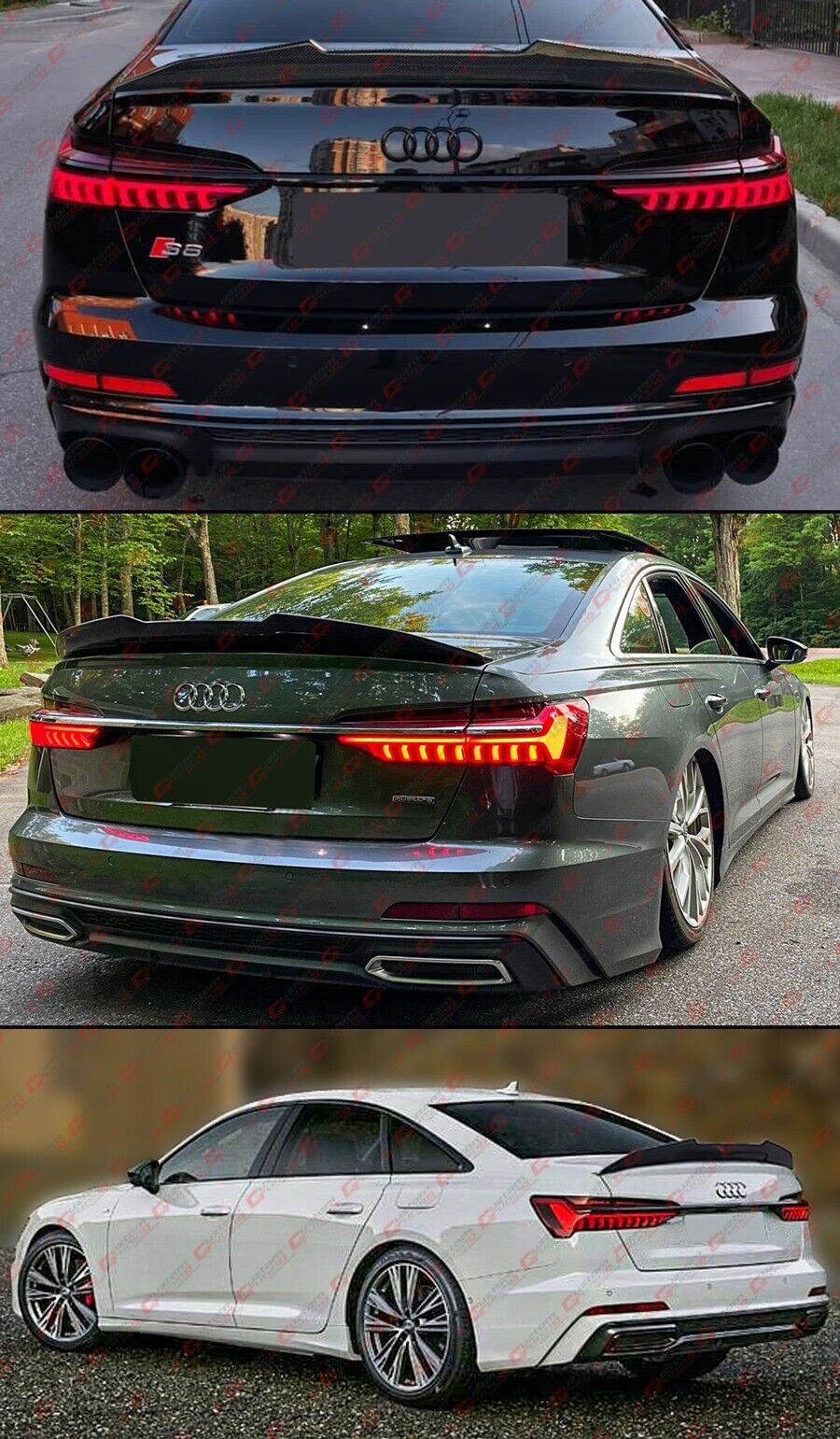 FOR 2019-2025 AUDI A6 S6 C8 PSM STYLE HIGH KICK REAL CARBON FIBER TRUNK SPOILER - Image 4