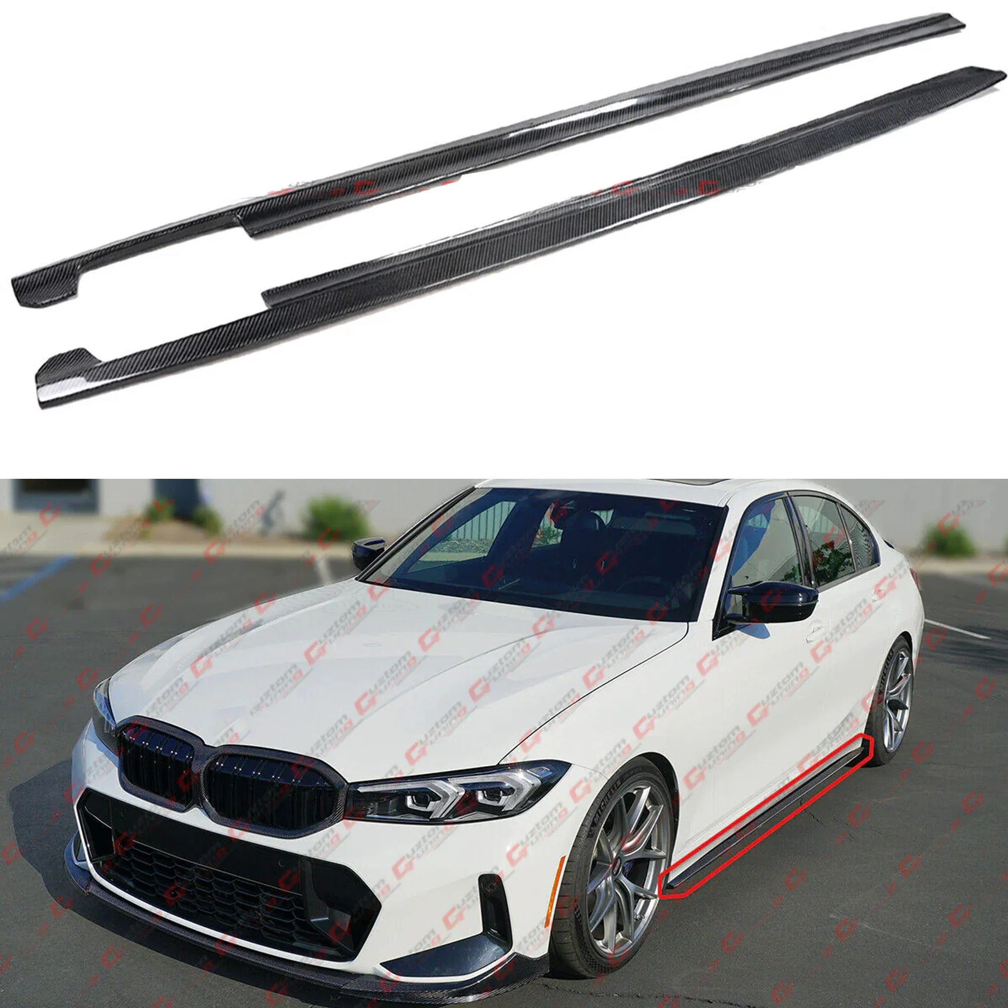 For 2019-2025 BMW G20 330i M340i Real Carbon Fiber Side Skirt Extension