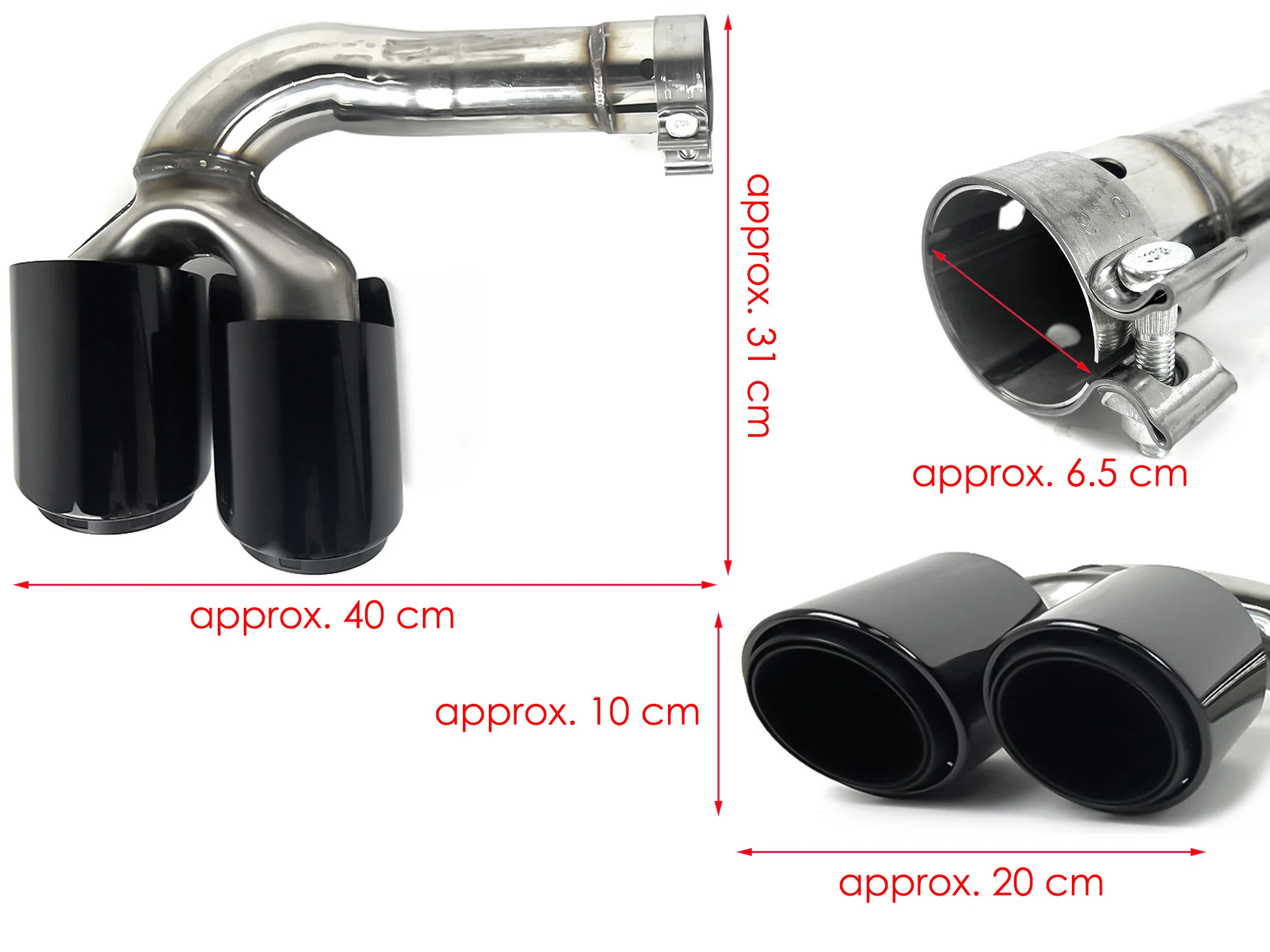 For 2019-2024 VW Touareg 3.0 Gloss Black Twin Round Exhaust Tips Muffler Tailpipe Replacement - Image 10