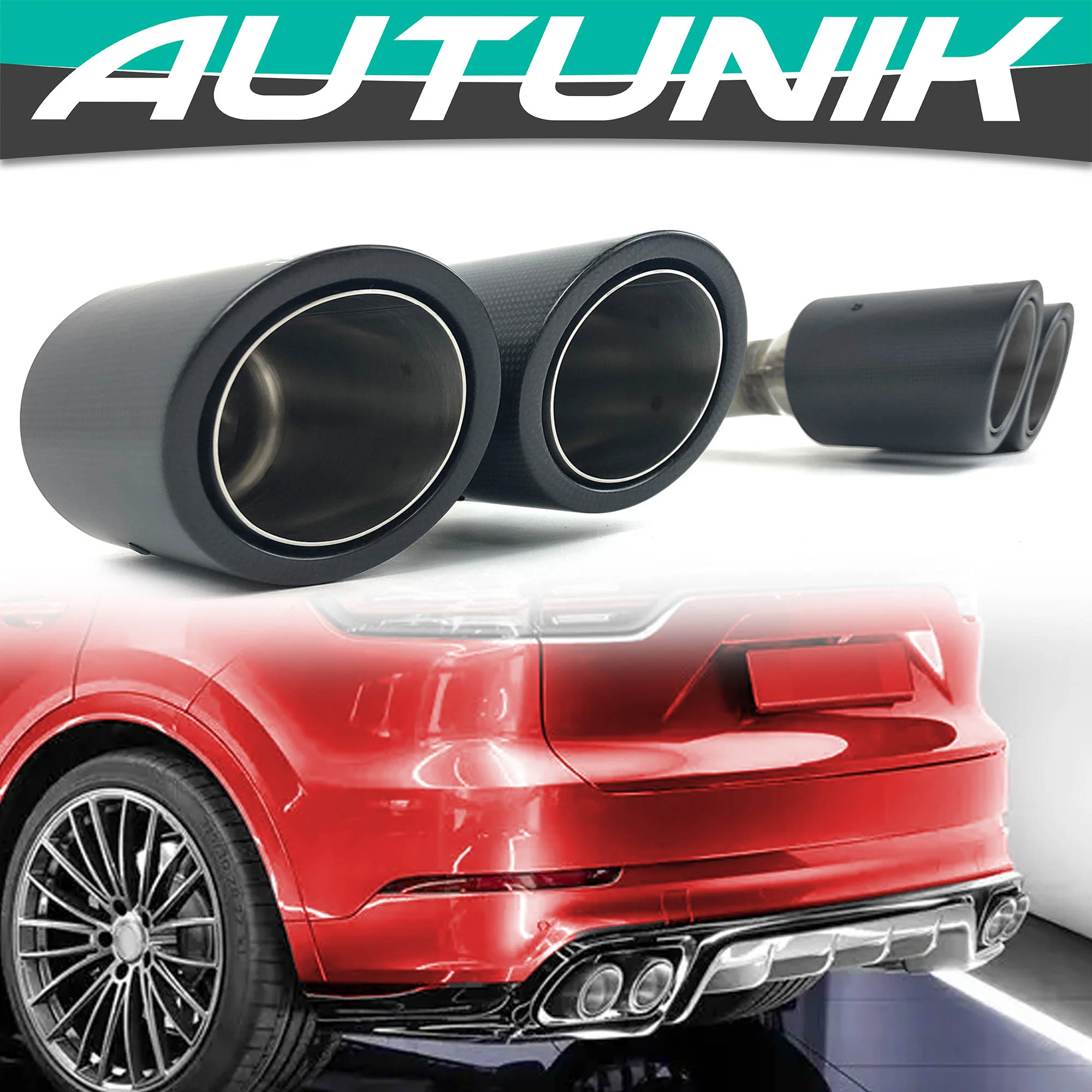 Real Carbon Fiber Exhaust Tips Muffler for 2019-2026 Porsche Cayenne Base 9Y0