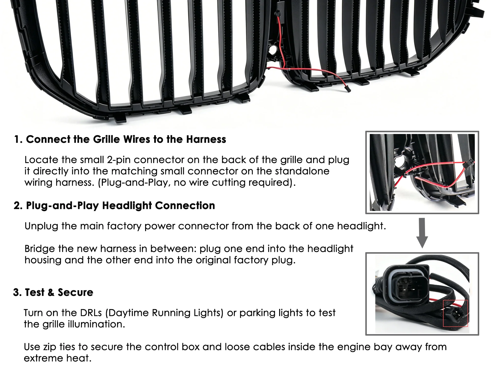 For 2019-2022 BMW X7 G07 LED illuminated Glowing Gloss Black Front Grille/Grill - Image 4