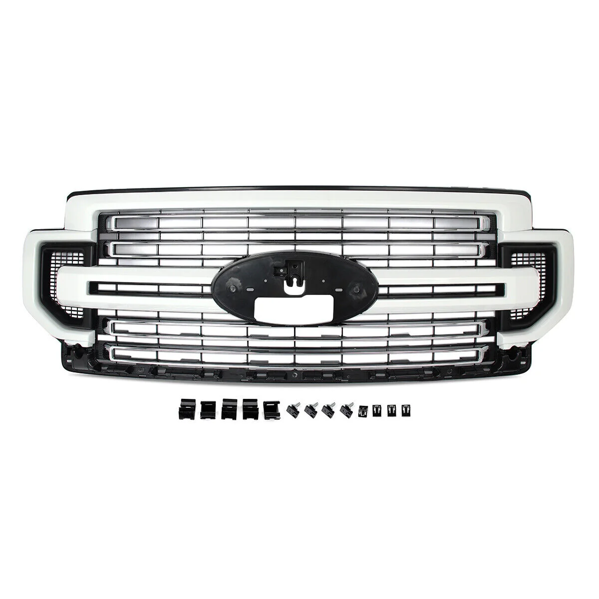 For 2020-2022 Ford F250 F350 F450 Super Duty LIMITED Front Bumper Upper Grille Oxford White - Image 4