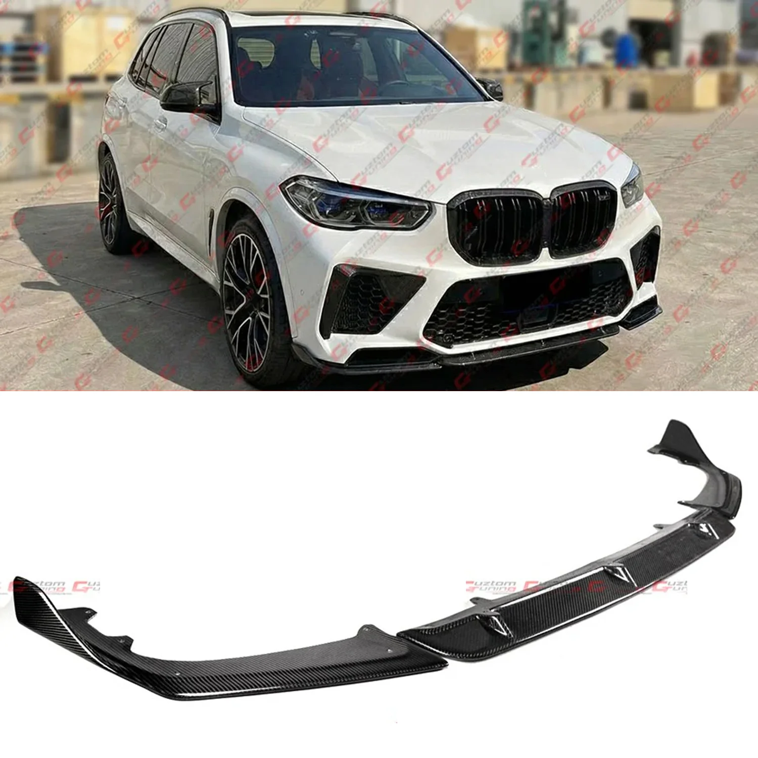For 2020-2023 BMW F95 X5M Pre-LCI ST Style Carbon Fiber Front Bumper Lip Splitter
