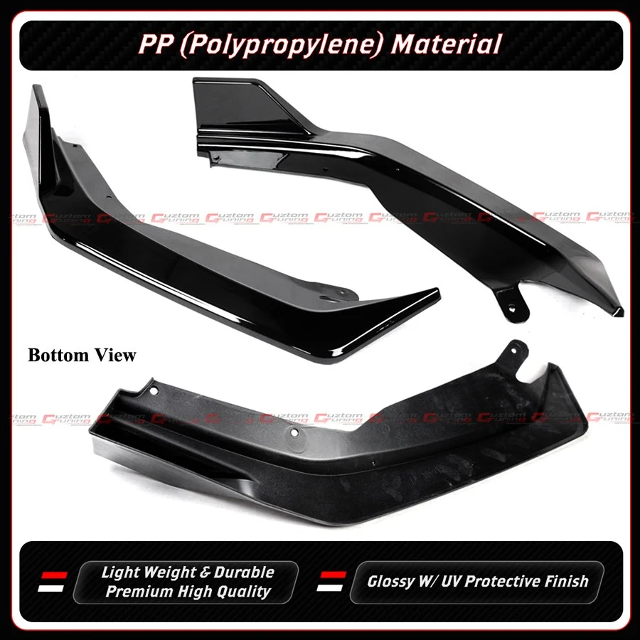 For 2020-2023 Nissan Sentra V2 Gloss Black Front Bumper Lip Splitter W/ Lower Grill - Image 4