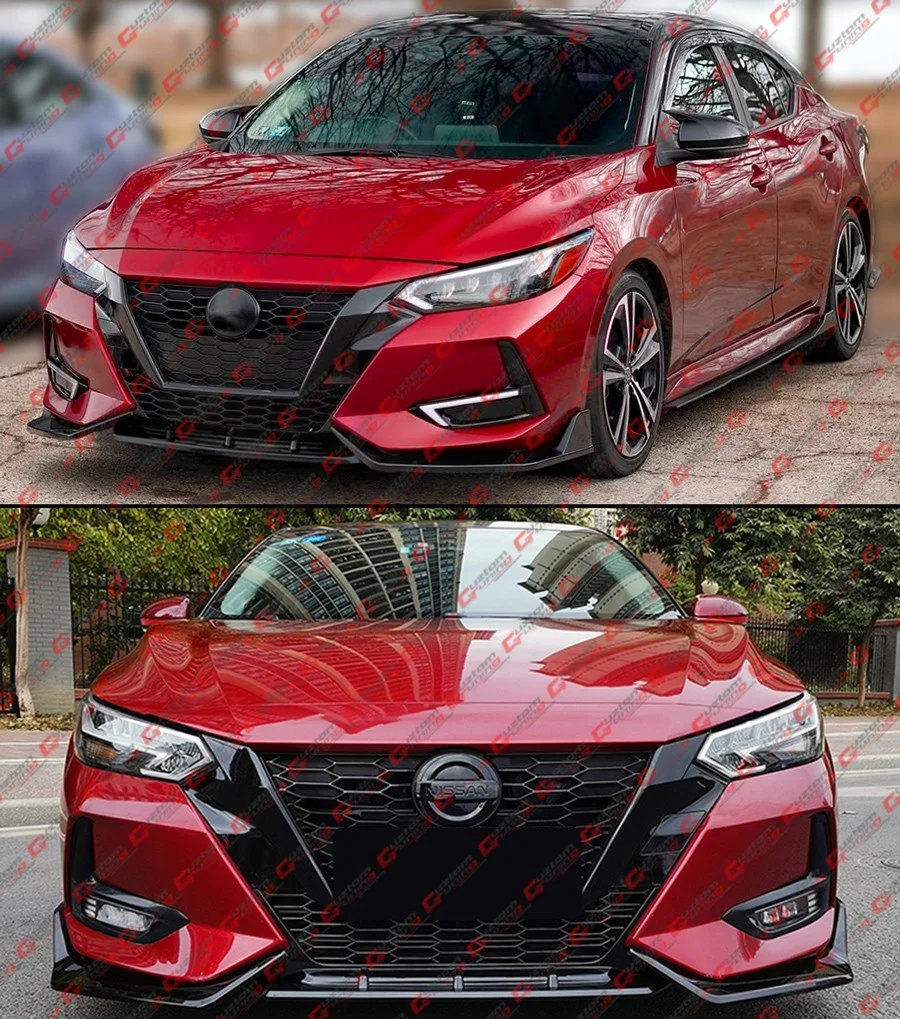 For 2020-2023 Nissan Sentra V2 Gloss Black Front Bumper Lip Splitter W/ Lower Grill - Image 5