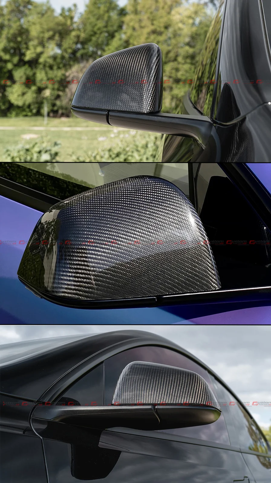 For 2020-2024 Tesla Model Y Add-On Real Carbon Fiber Side Mirror Covers Cap - Image 5