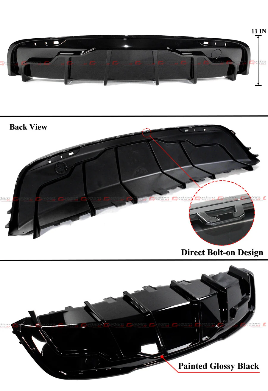 For 2020-2024 Tesla Model Y Gloss Black Shark Fin Rear Bumper Diffuser w/ Extensions - Image 4