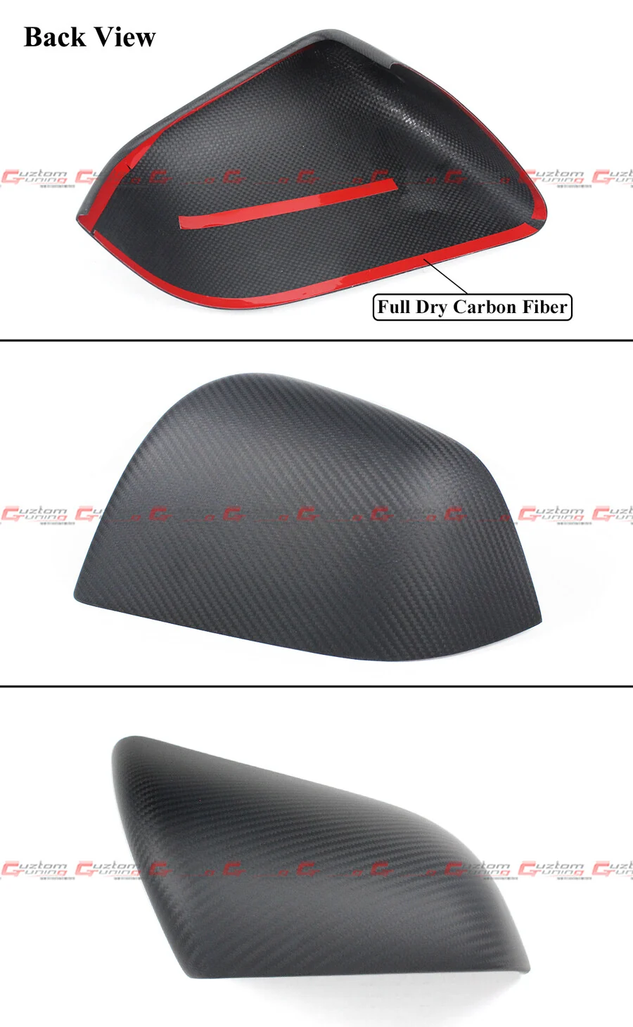 For 2020-2024 Tesla Model Y Matte Carbon Fiber Add-On Side Mirror Covers Cap - Image 3