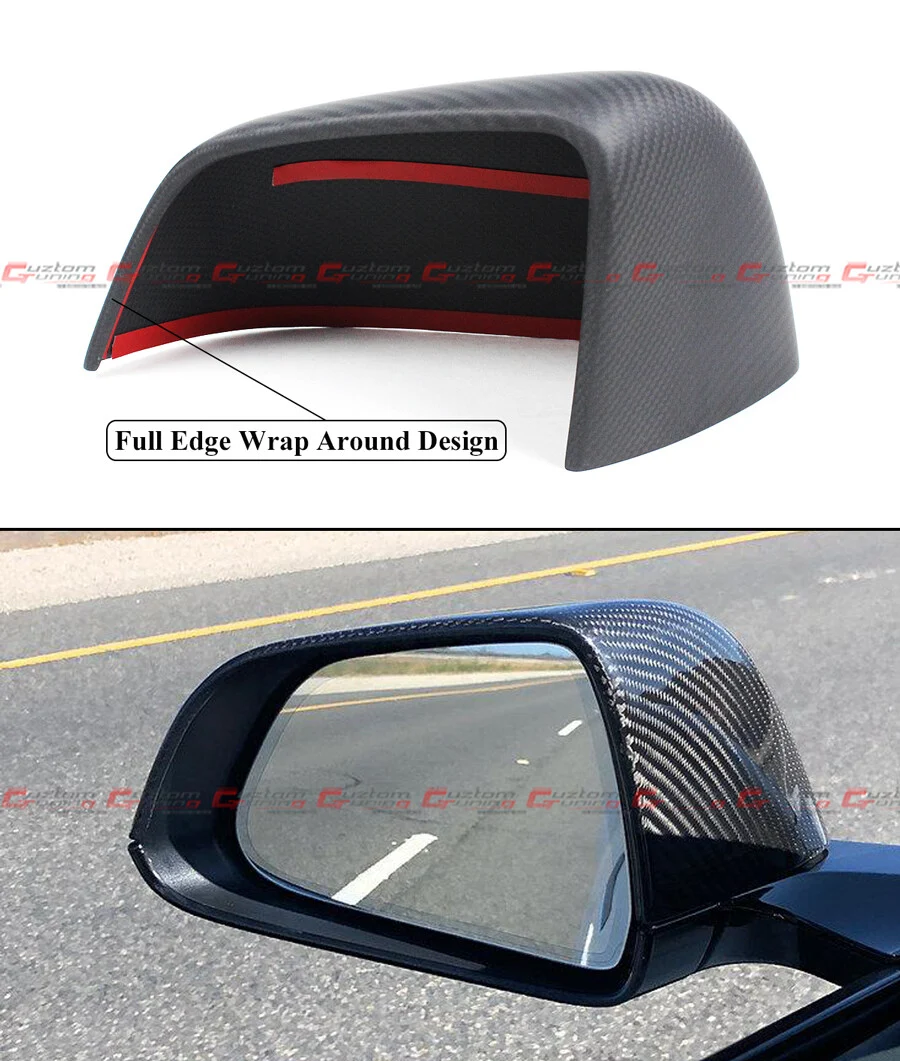 For 2020-2024 Tesla Model Y Matte Carbon Fiber Add-On Side Mirror Covers Cap - Image 4