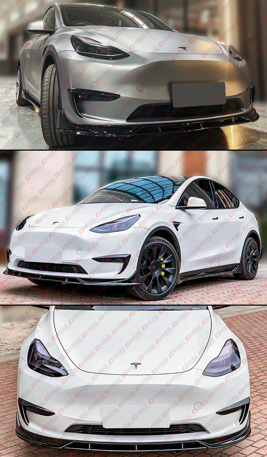 For 2020-2024 Tesla Model Y Winglet 4pc V Style Black Front Bumper Lip Splitter - Image 8