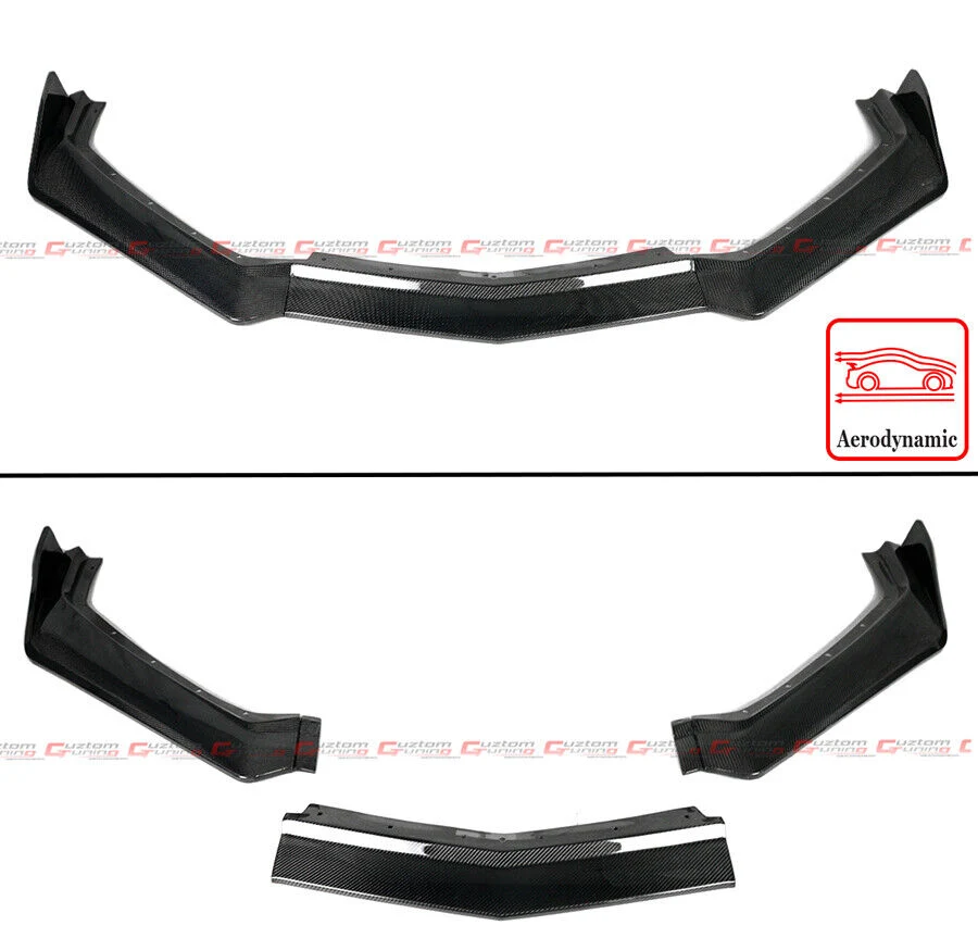 For 2020-2025 Corvette C8 Z51 Stingray Coupe ConvertibleReal Carbon Fiber Front Bumper Lip Splitter - Image 2
