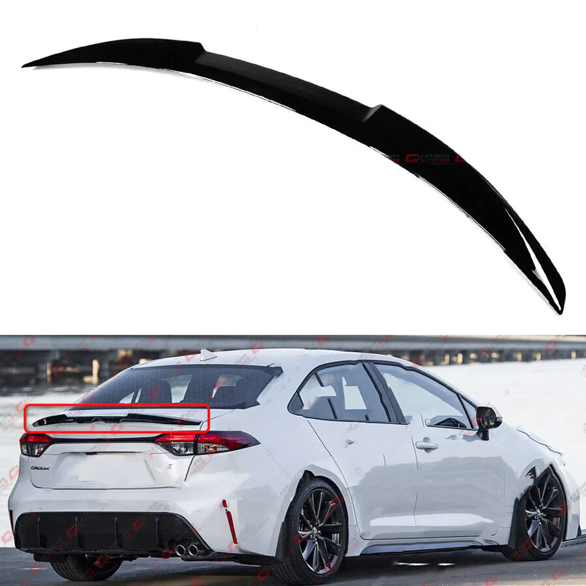 For 2020-2026 Toyota Corolla LE XLE SE XSE Sedan Gloss Black Trunk Spoiler Wing