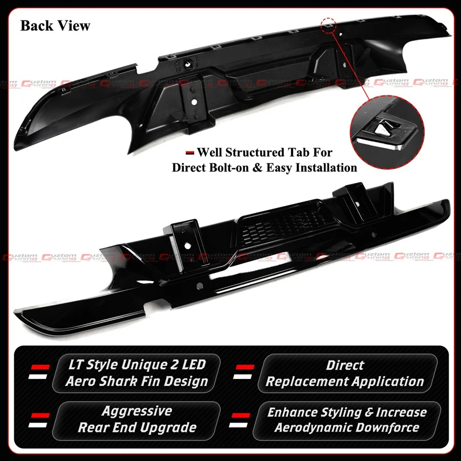 For 2020-2026 BMW F95 X5M F96 X6M LT Style Gloss Black Dual LED Rear Bumper Diffuser - Image 3