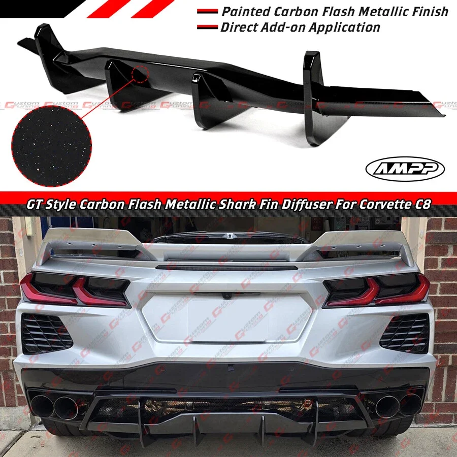 For 2020-26 Corvette C8 Z51 Stingray Carbon Flash GT Style Rear Bumper Diffuser