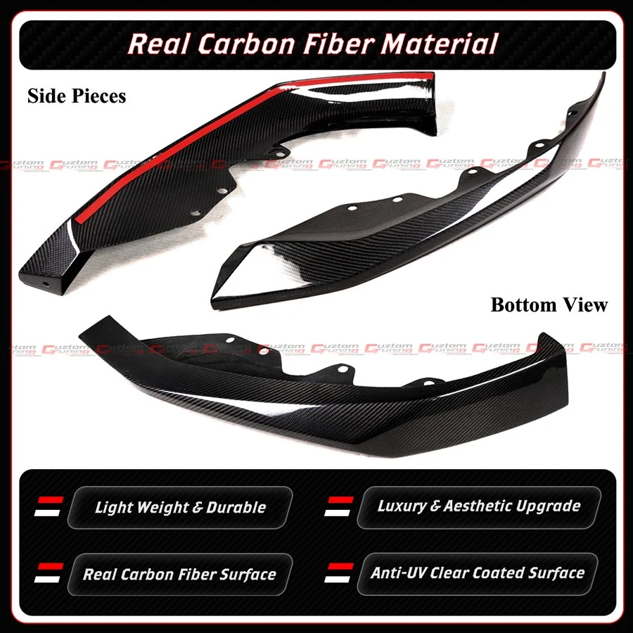 For 2021-2023 BMW G30 530i 540i M550i Real Carbon Fiber Front Bumper Lip Splitter - Image 4