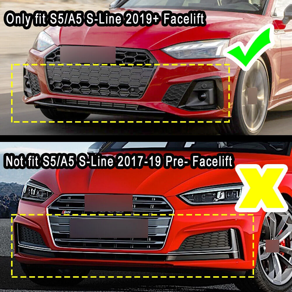 For 2021-2024 Audi A5 S-line S5 Front Bumper Lip Spoiler Splitter Gloss Black - Image 2