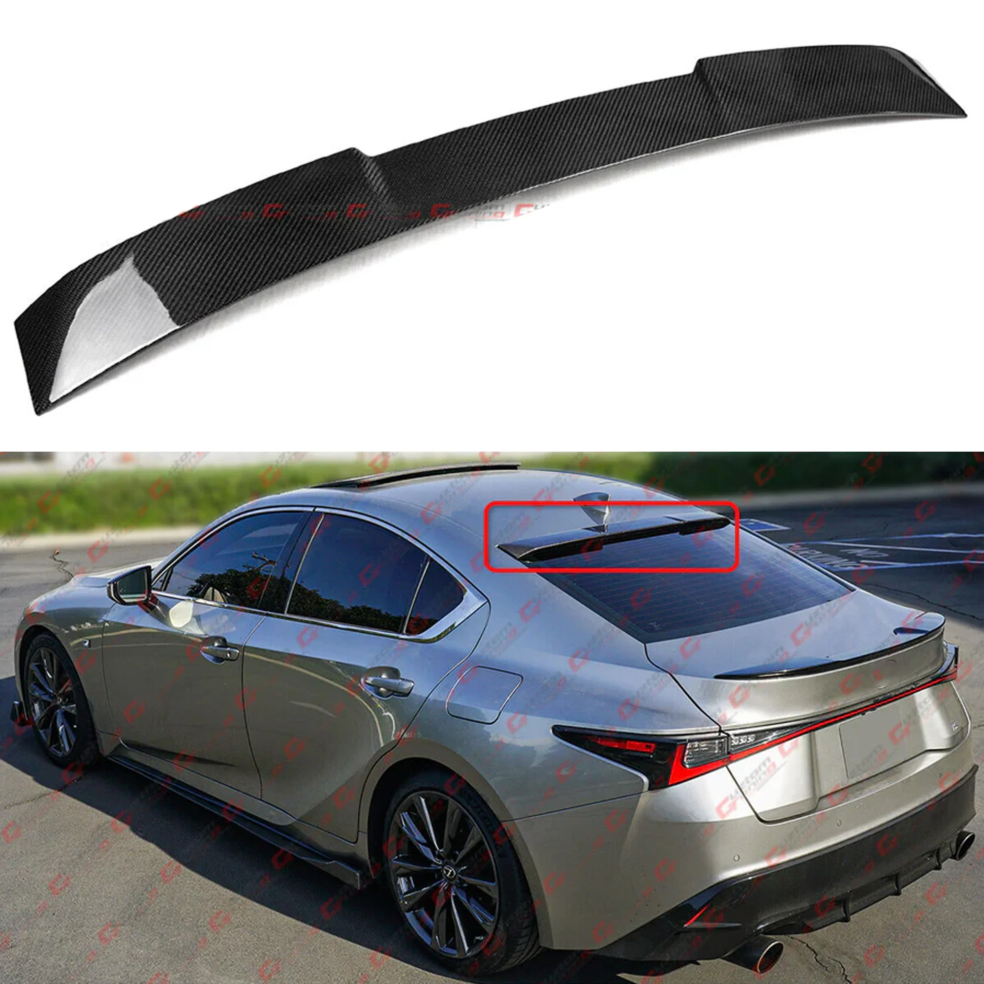 For 2021-2024 Lexus IS300 IS350 IS500 CTM Dry Carbon Fiber Rear Window Roof Spoiler