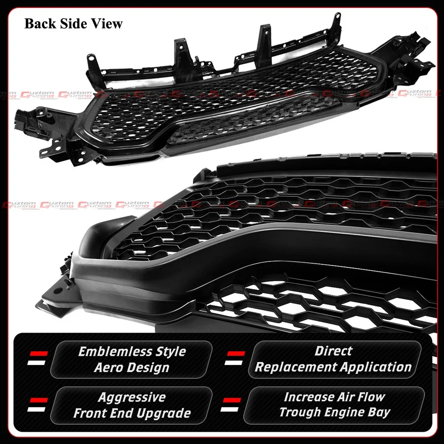 For 2021-2024 RAM 1500 TRX Emblemless Matte Black Front Upper Grille w/ LED DRL Light Bar - Image 5